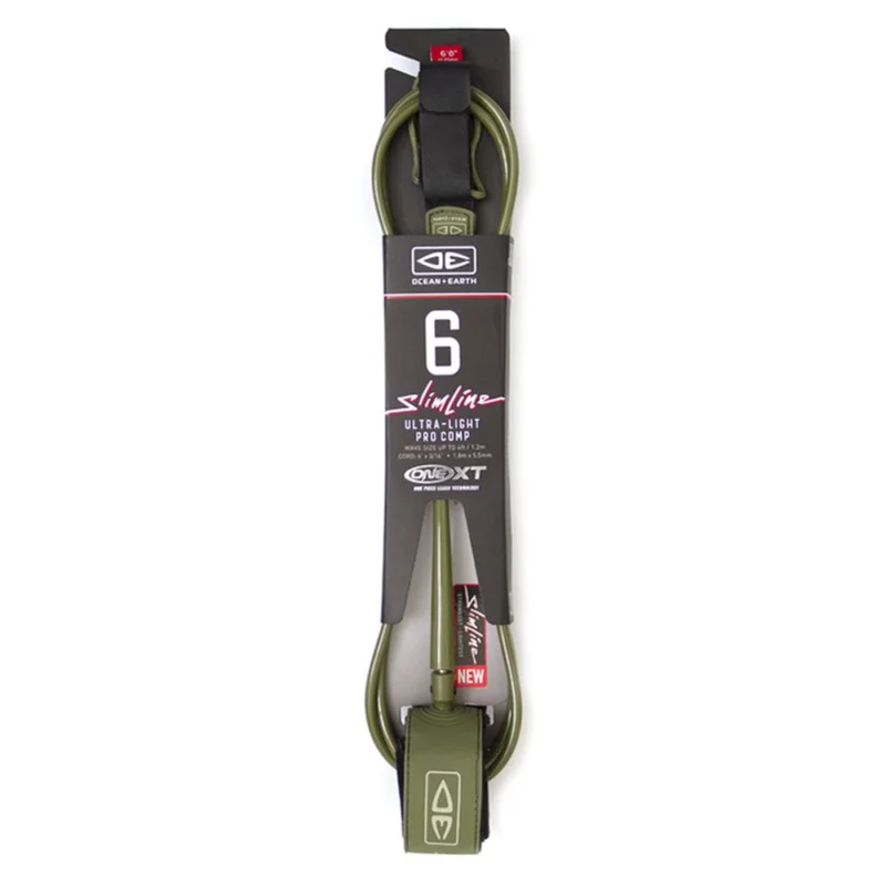 LEASH OCEAN EARTH LIGHTWIGHT COMP XT 6‘ - OLIVE Meilleur Prix