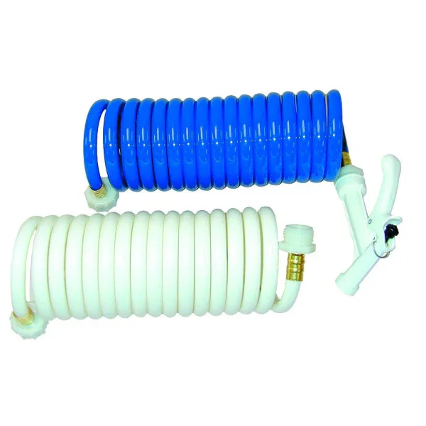 Meilleure Vente T-H Marine Washdown Hose Kit White Coiled with Nozzle - WDH-15W-B