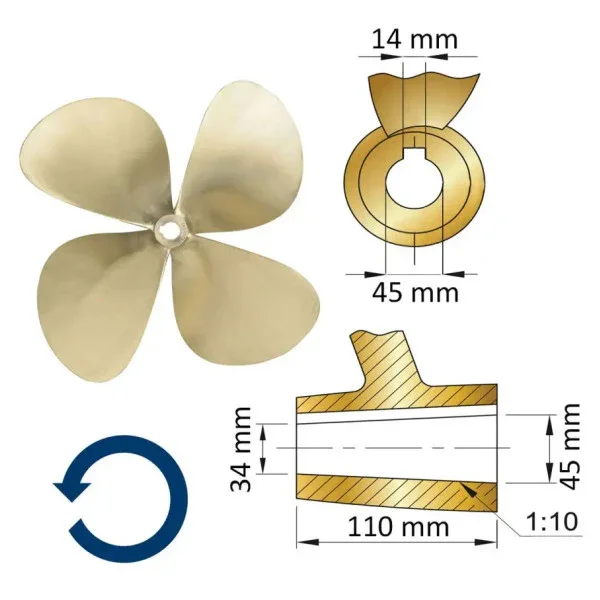 Vetus Propeller 4-Blade Brass 23 x 19 Inch Right - P4E23X19R Achetez Aujourd'hui