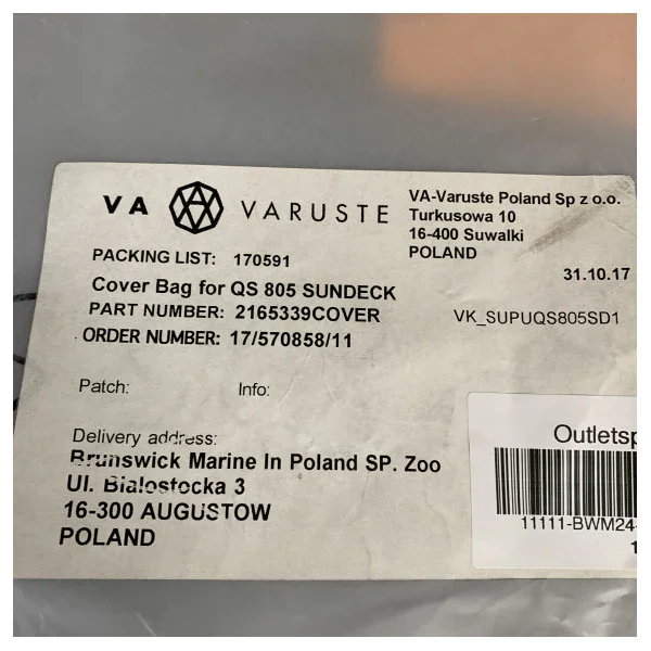 Réduction Quicksilver Cover Bag for QS805 Sundeck Black - VK_SUPUQS805S