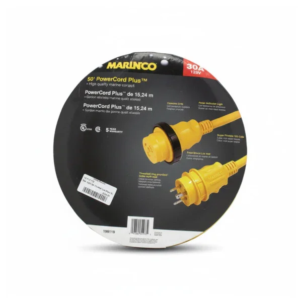 Marinco Shore Power Cable 30A 125V 50ft - 15M - 30A-125V-50 Livraison Express