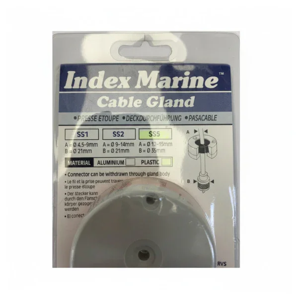 Index Marine SS5 Side Entry Cable Seal - Stainless Steel Cable Pass-Through Yacht Authentique