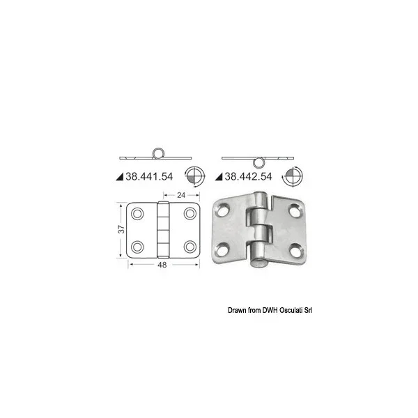 Promotion Osculati Hinge with Protruding Knob 48x37mm - Stainless Steel - 38.442.54