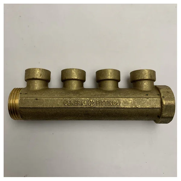 Certifié Marine Brass Fluid Distributor Collector with 1/2 Inch Threaded Ports -