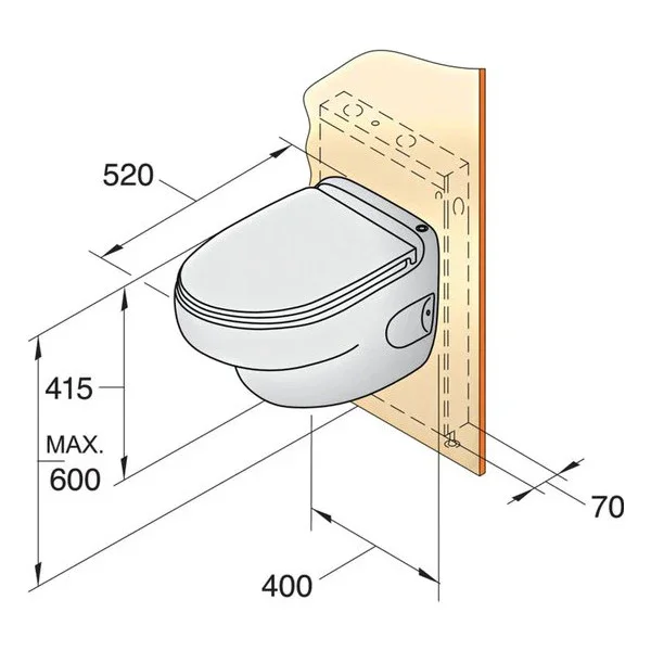 Vetus HATO Hanging Electric Toilet 24V - HATO24C Acheter Direct