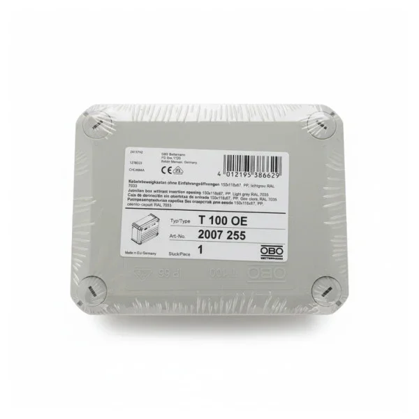 OBO Bettermann T 100 OE Junction Box 151x117x67mm Light Grey Electrical Cablebox Livraison Express