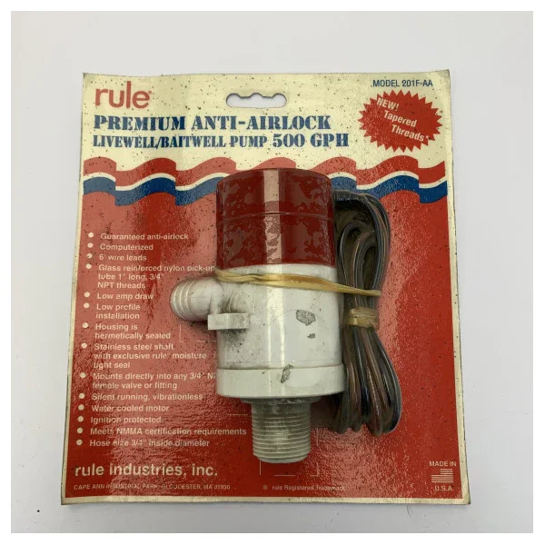 Prix Promo Rule 500 GPH Rule Premium Anti-Airlock Livewell/Baitwell Pump- -201F-AA