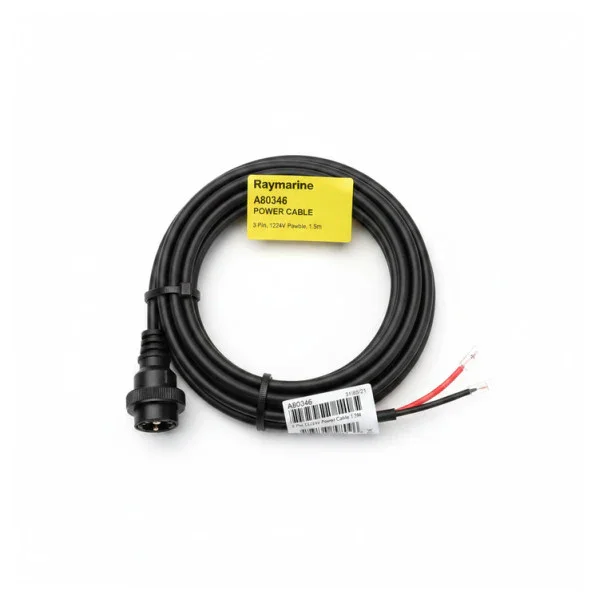 Must-Have Raymarine A80346 Power Cable 3-Pin, 12/24V 1.5m Marine Electronics Power Cord