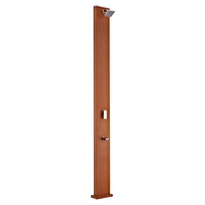 Seulement Aujourd'hui Gre Douche solaire carrée effet bois Aluminium