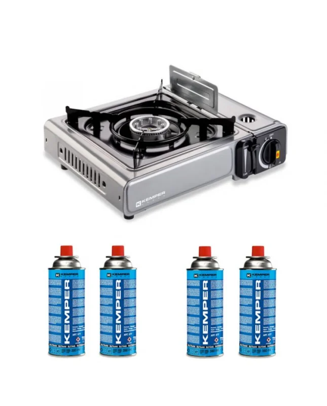 Pack réchaud avec 4 cartouches de gaz Pas Cher