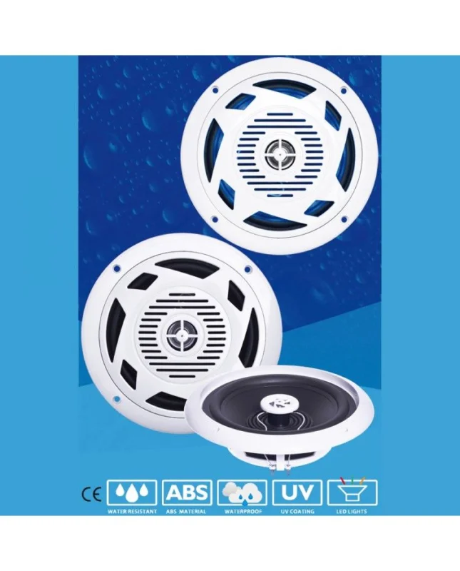 Vente Directe Haut-parleur DISCO - la paire - 180 W - blanc - avec LED bleu