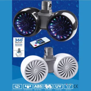 Nouvel Arrivage Double haut-parleur WAKETOWER - la paire - 2 x 200 W - noir - avec LED mulicolore