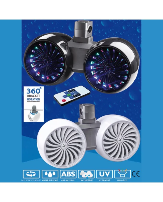 Nouvel Arrivage Double haut-parleur WAKETOWER - la paire - 2 x 200 W - noir - avec LED mulicolore
