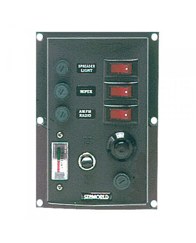 Tableau électrique Light - 3 inters + voltmètre - Nylon - 165 x 114 mm Top Vente