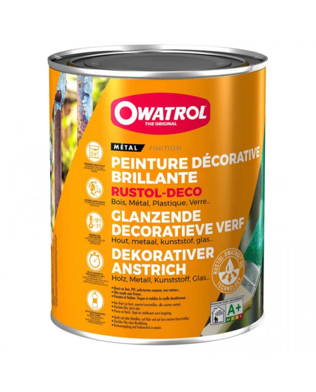Prix Promo Antirouille RUSTOL DECO - Blanc pur - RAL 9010 - 0.75 L