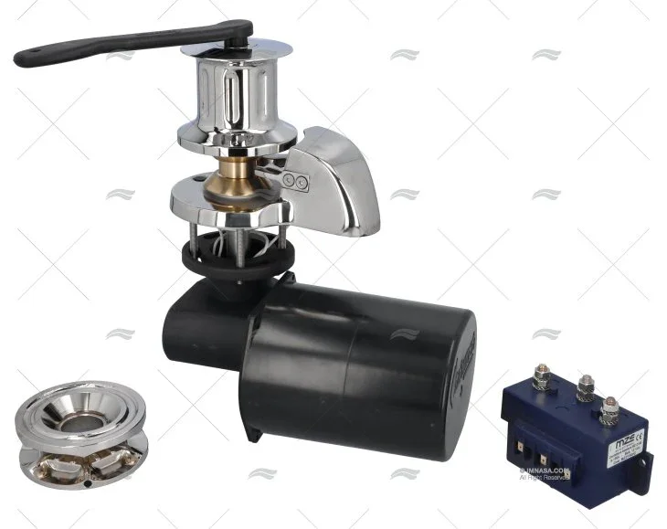 Commander Maintenant Guindeau électrique en inox, avec moteur horizontal AVEC poupée. Barbotin mixte chaine 10mm 24V 1500W AVEC POUPEE